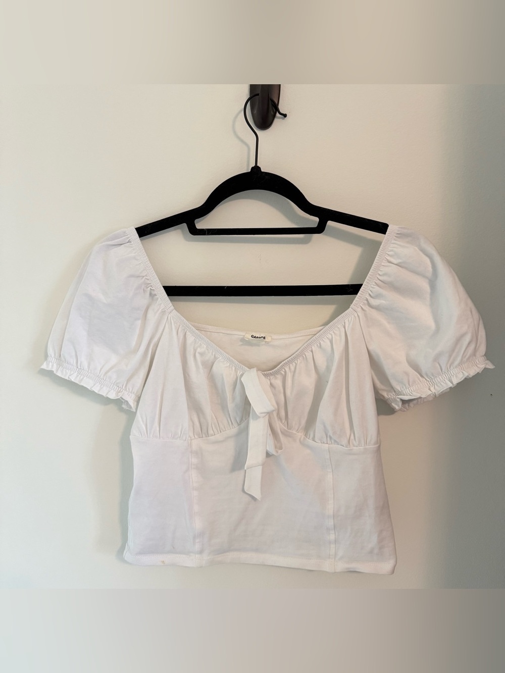 Garage White Corset Puff Sleeve Crop Top